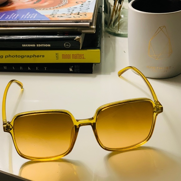 Burnt Orange Wide Rimmed Sunglasses - Picture 2 of 2